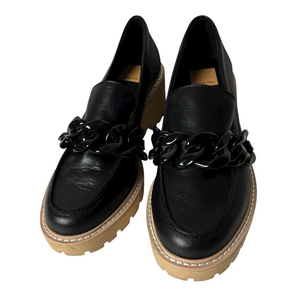 Dolce Vita Harris Platform Loafers chunky Chain Black Size 7.5 - Picture 2 of 8